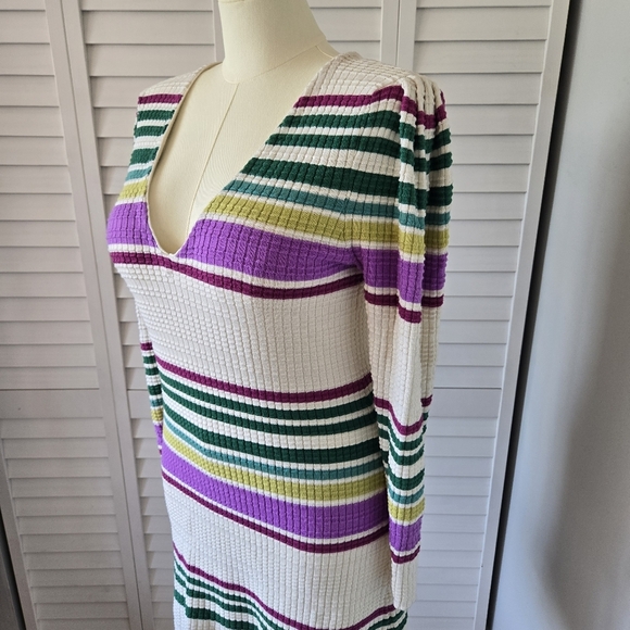 Free People Gidget Sweater Mini Dress Women's L Preppy‎ Coastal Nautical - Picture 3 of 12